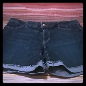 Dark Wash Denim Midi Shorts